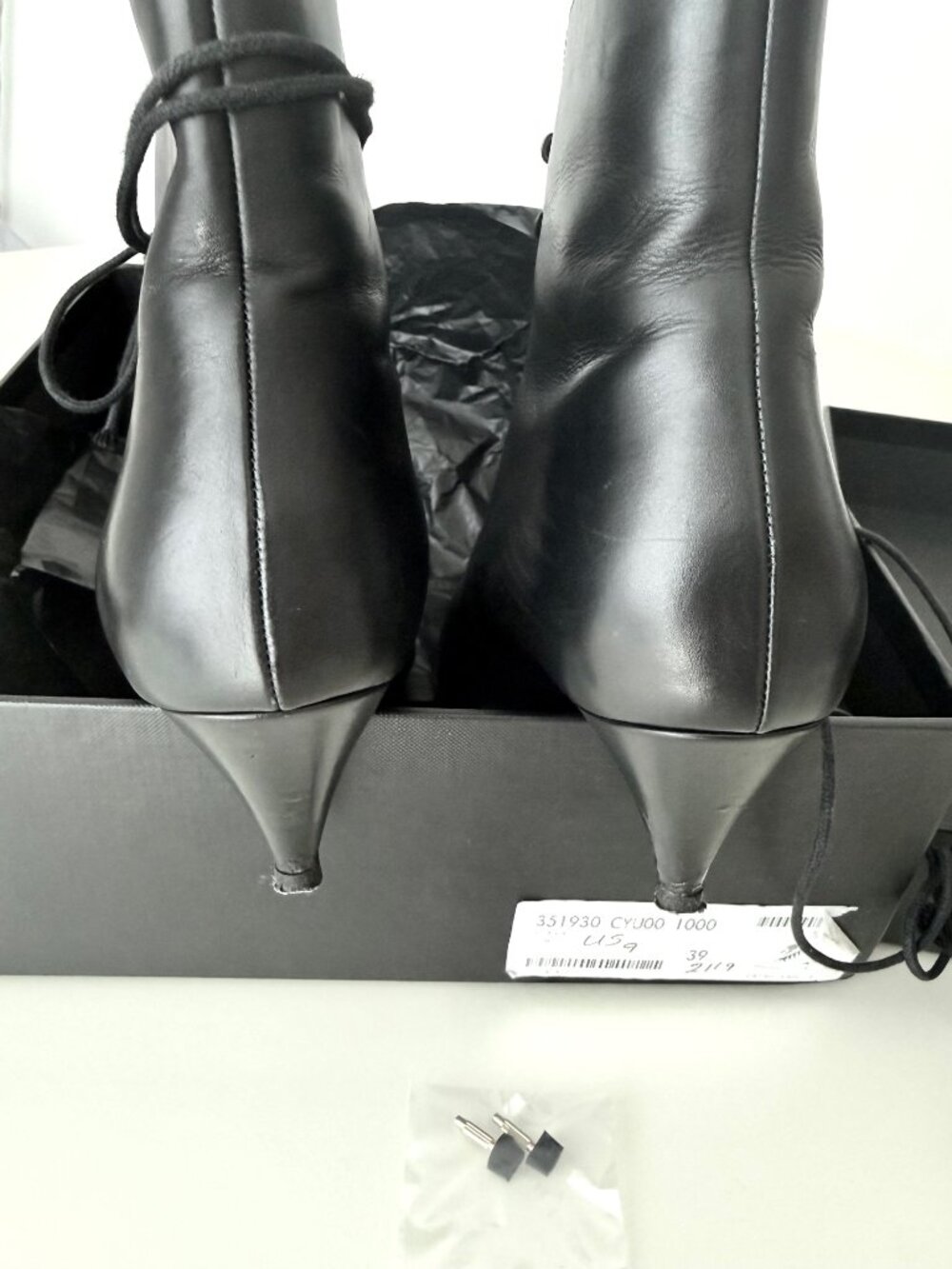 SAINT LAURENT Cat 50 Black Leather Lace-Up Ankle Boots – EU 39 / runs small - Picture 15 of 16